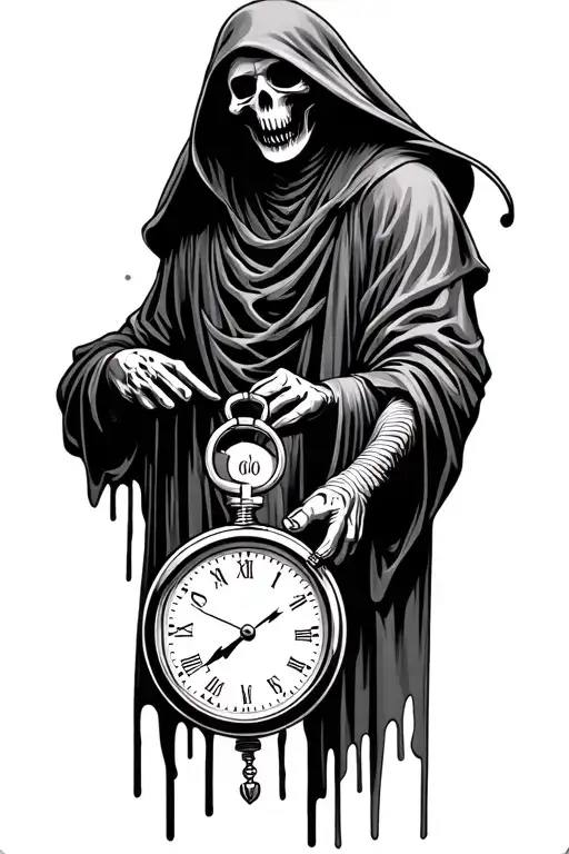 Grim Reaper Holding Stopwatch