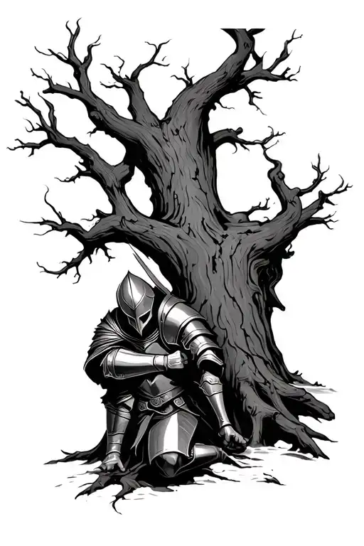 Tree With Knight Kneeling