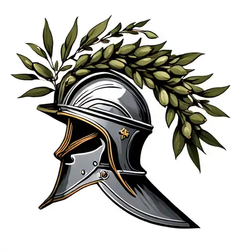 Roman Soldier Helmet With Olive Branch Intertwined