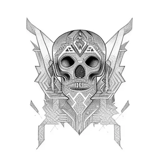 Black Aztec Inspired Tattoo Patterns