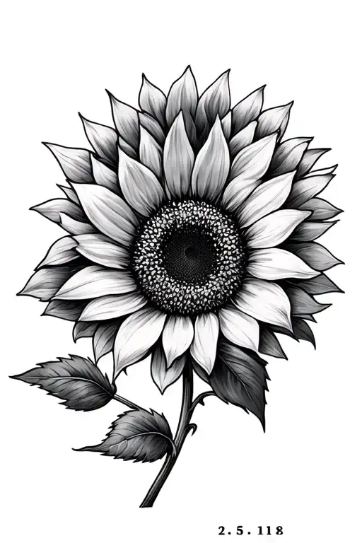 Small Realistic Sunflower With Wedding Date And Initials