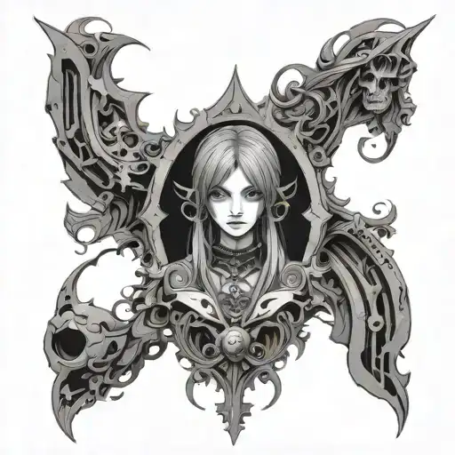 A Gothic Manga Scene Featuring Dark And Mysterious Elements In Black-grey Style