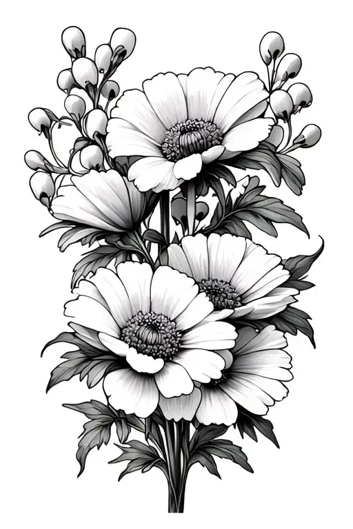 Daisy Flower Poppy Flower Aster Flower Lily Of The Valley Flower With Vine