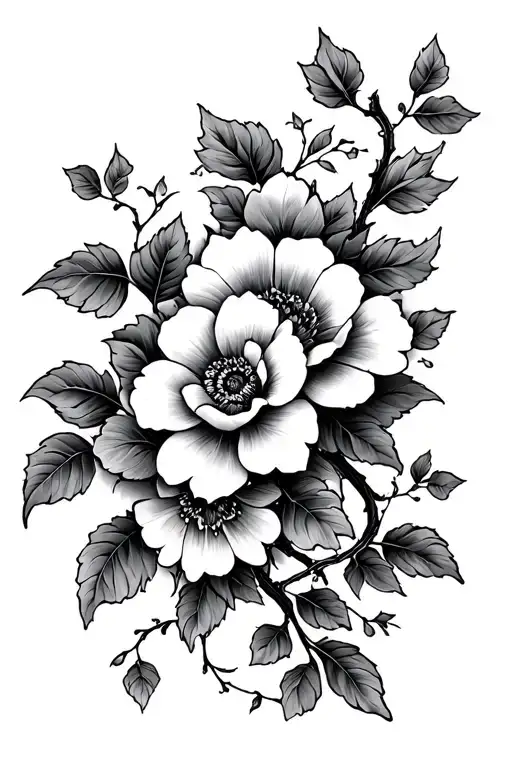 Vine And Flowers Blooming