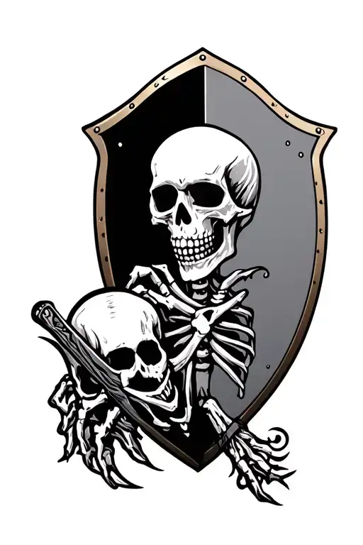 Skeleton On Shield