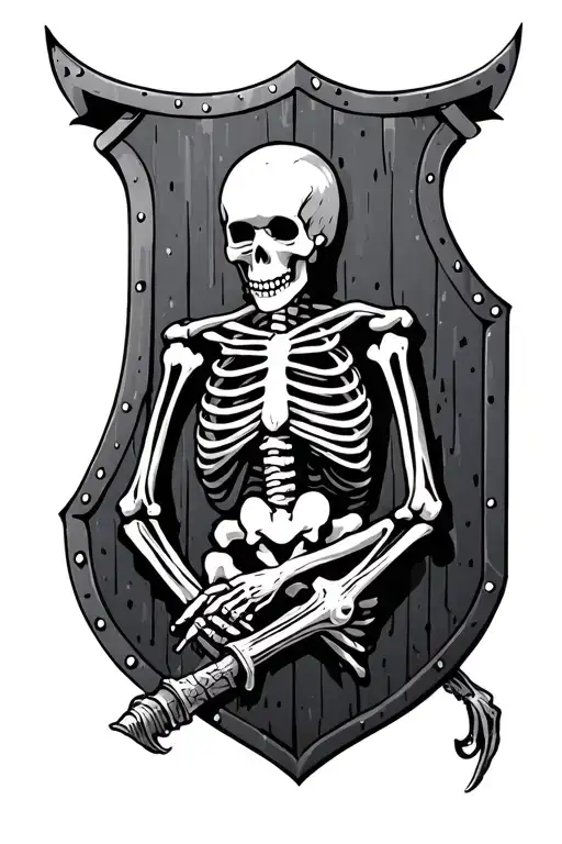 Skeleton On Shield