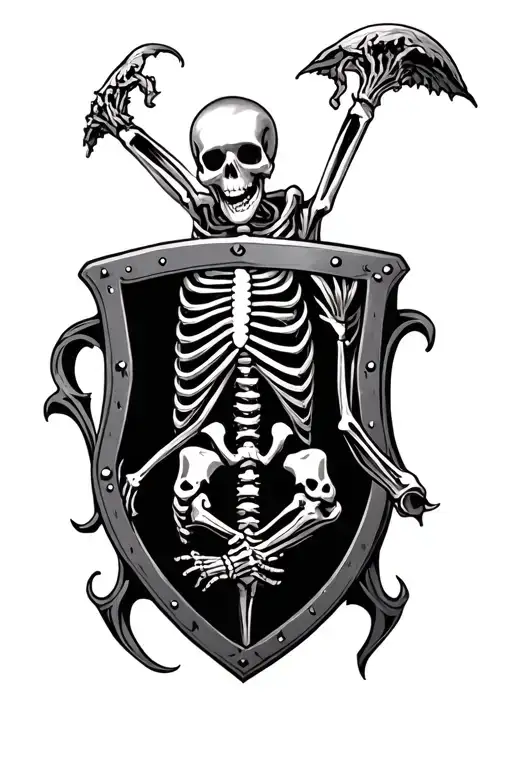 Skeleton On Shield