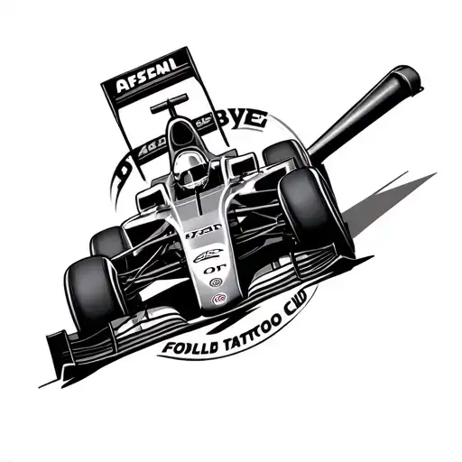 Formula One Car And Cannon Arsenal Football Club Emblem