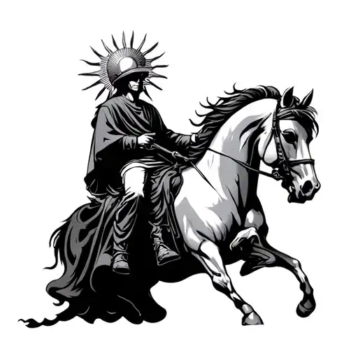 Death Riding A Pale Horse Make It Gothic Horror Themed With Death Wearing A Sun Helmet