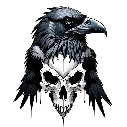 Raven And Crow Skull