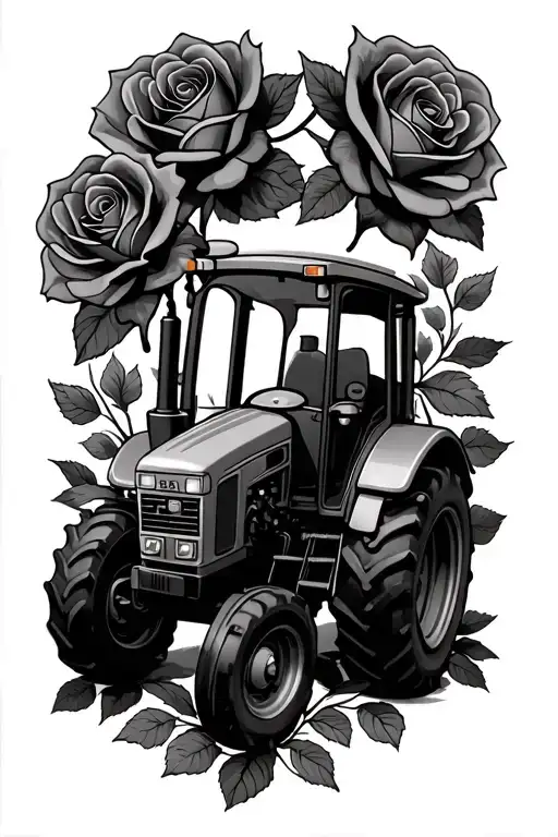 Little Tractor And Roses