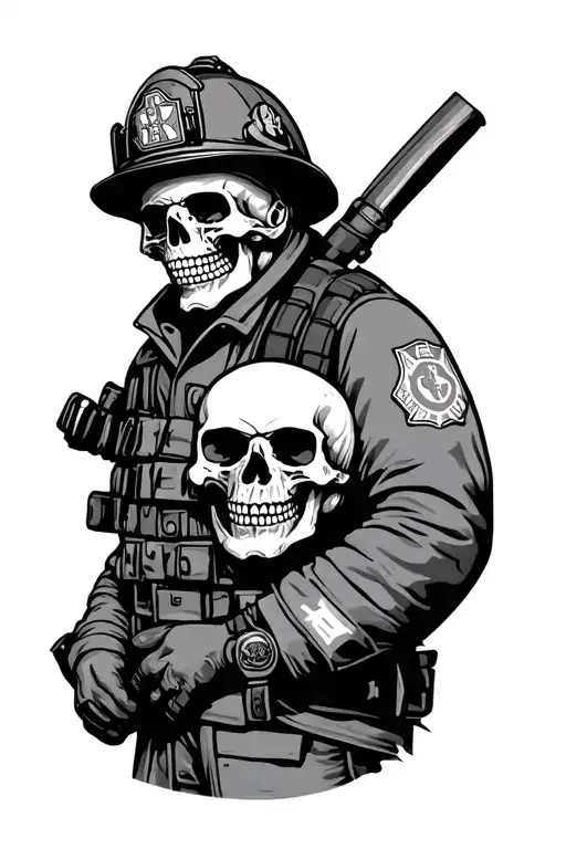 Firefighter Paramedic Soldier Skulls Traditional