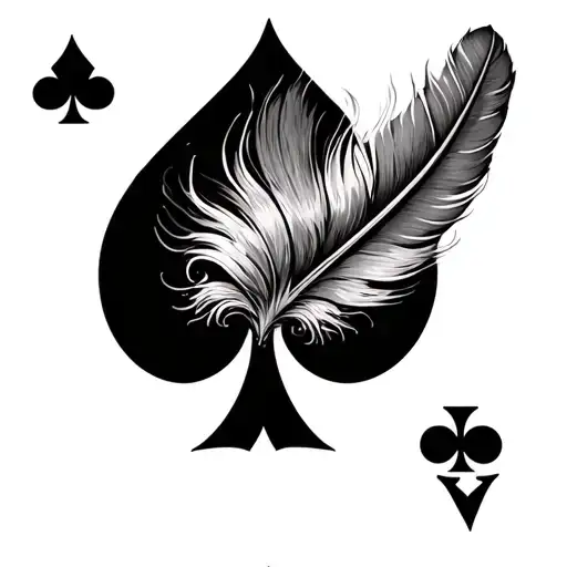 Ace Of Spades Playing Card With Feather