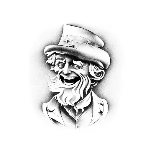 Black And White Forearm Tattoo Of Uncle Sam Controling The Justice Scale