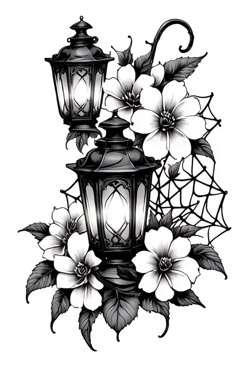 Lantern Flowers Wrapped And Spider Web