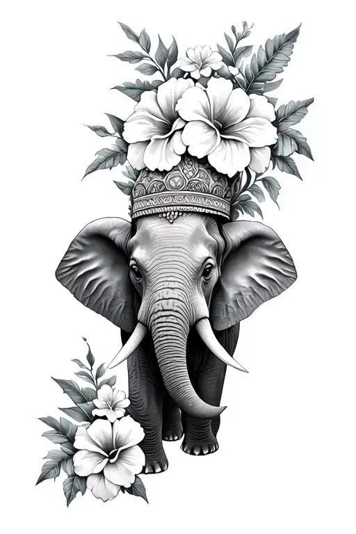 Elephant With Exotic Flowers