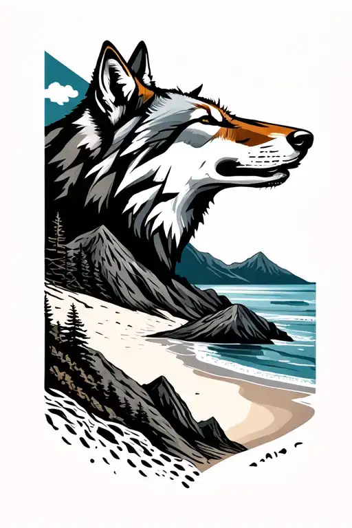Travel Geometric Design Inspired Featuring Beach Mountains Wolf