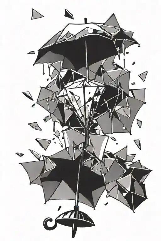 Broken Glass Falling On Umbrella