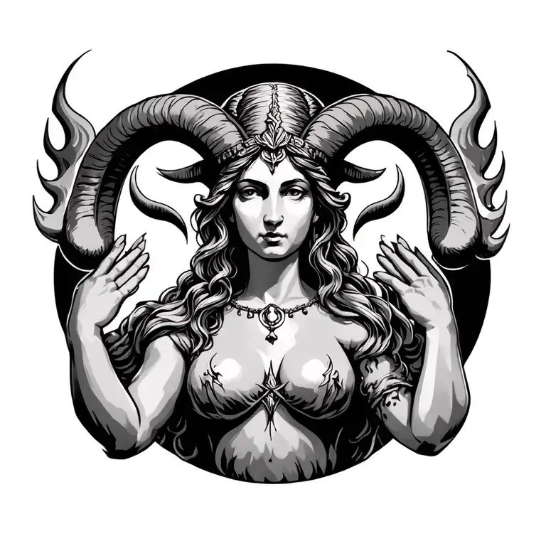 Aries Goddessholding Mars With Sign Incorporated Symbolizing Fire