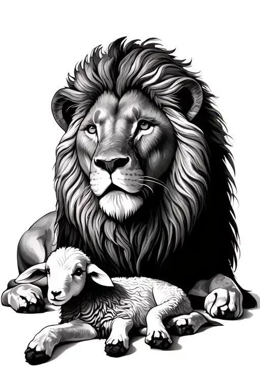 Lion Laying With A Lamb