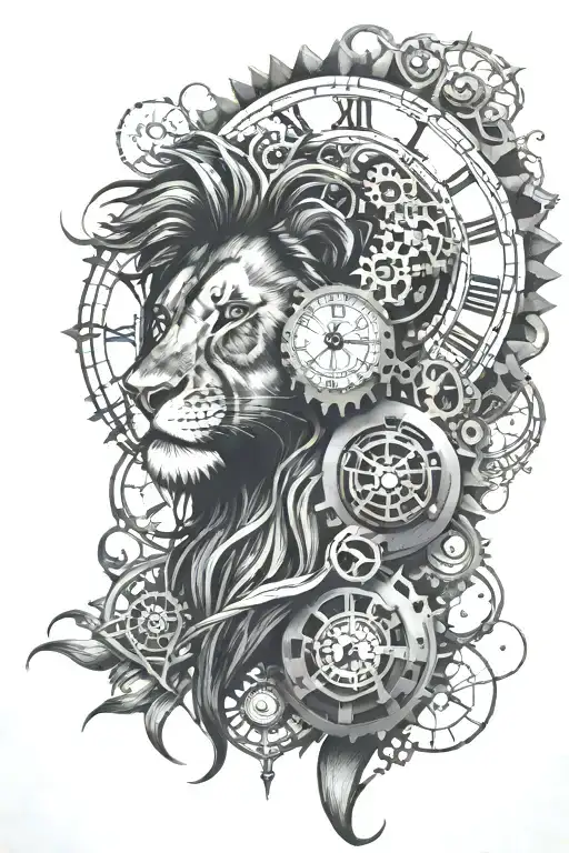Lion And Clock Gears
