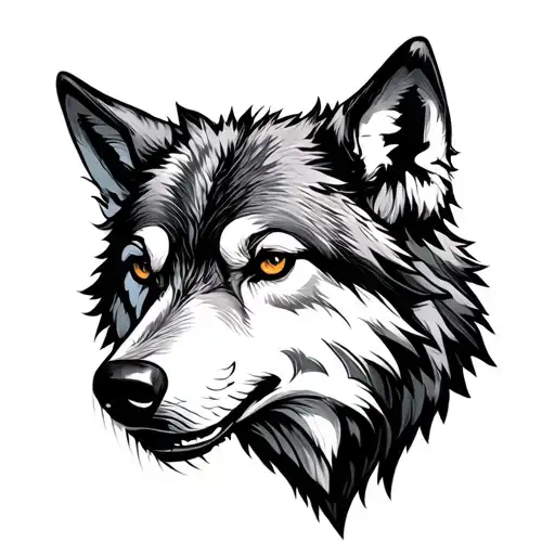 Wolf Head In A Scratchy Line Work