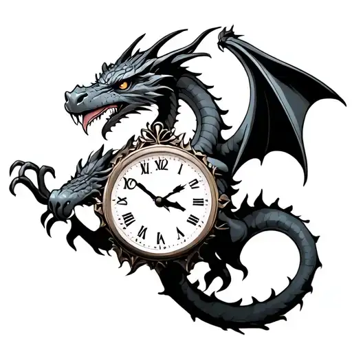 Dragon Holding A Clock