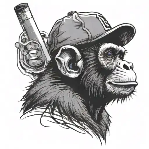 A Cool Monkey With A Cap And A Cigarette