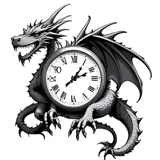 Dragon Holding A Clock