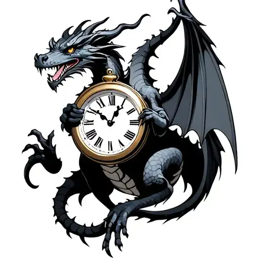 Dragon Holding A Clock