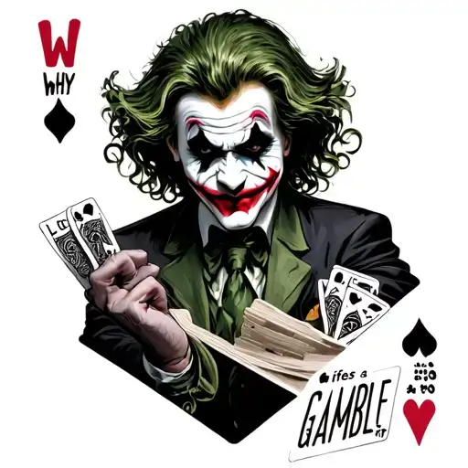 Joker Saying Why So Serious And Royal Straight Flush Saying Life's A Gamble