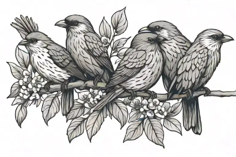 Birds On A Branch Representing A Different