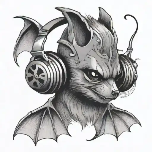 A Bat With Headphones And A Music Note
