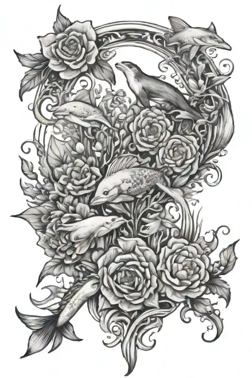 Family Ocean Flowers Animals