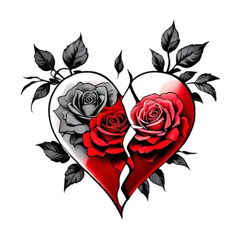 Broken Heart With Rose Intertwined