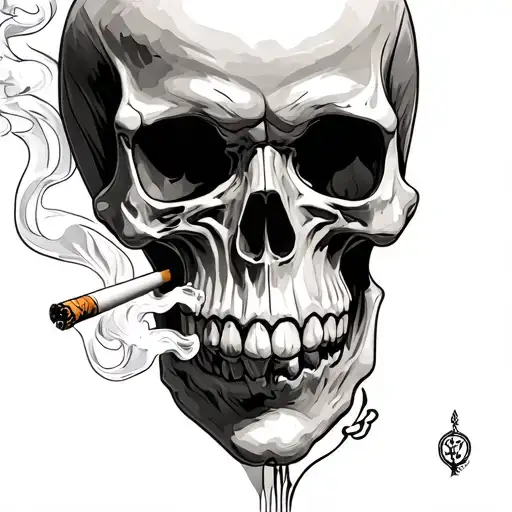 Skull Smoking Cigarette