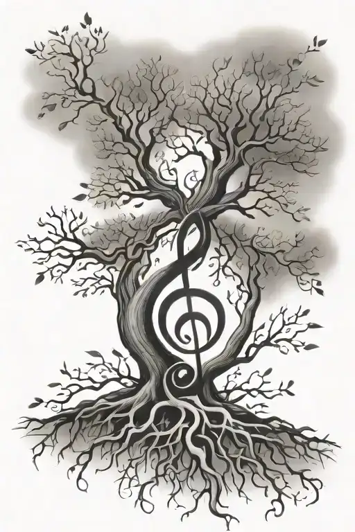 Music Note Tree Of Life With Roots