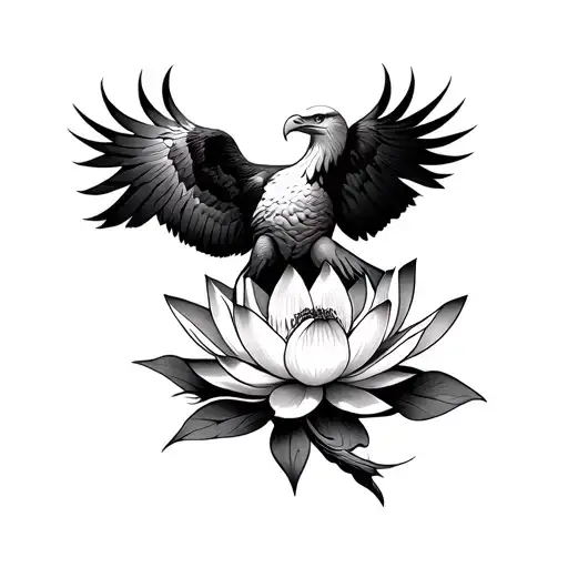 Lotus Flower With And Eagle