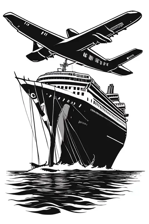 Polynesian With Airplane And Cruise Ship Sailing