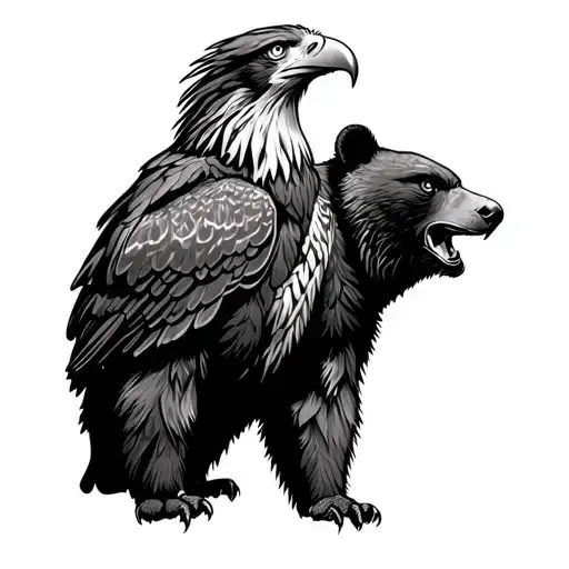Eagle Standing On Bear
