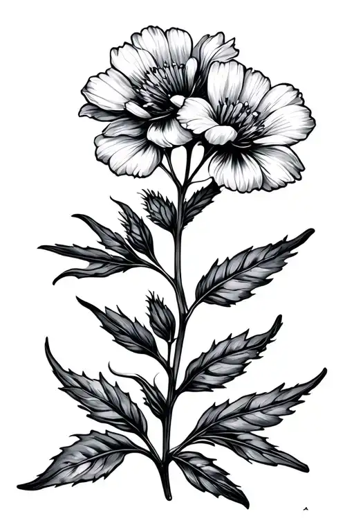 Small Fine Line Floral Mustard Seed Plant