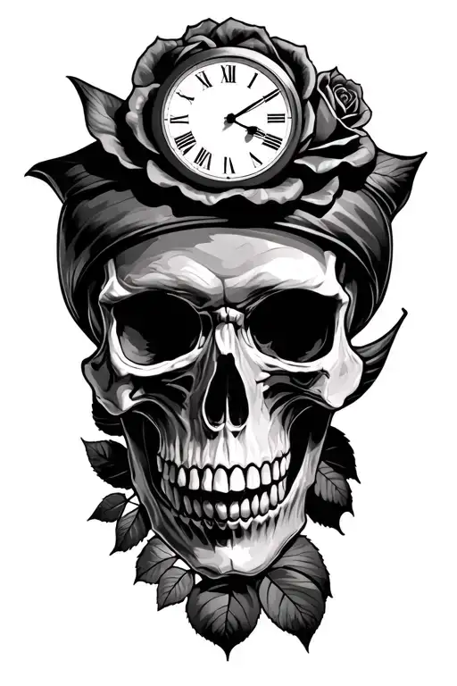 Pirate Skull Roses Clocks