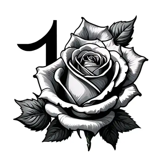 A Rose Wrapped Round The Number 1