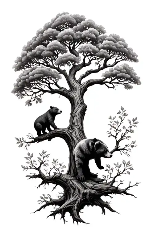 Tree Of Life With Small Bear On Branch