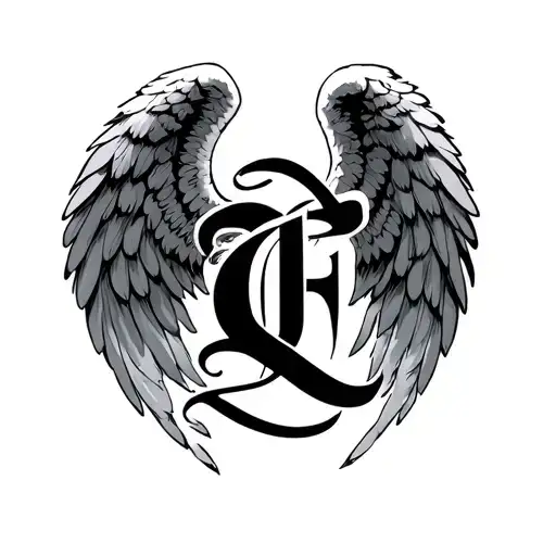 Angel Wings With Letter