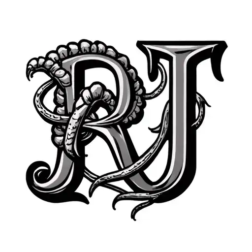 Cancer Zodiac Sign Intertwined With The Letters R And J