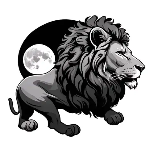 Lion And Moon