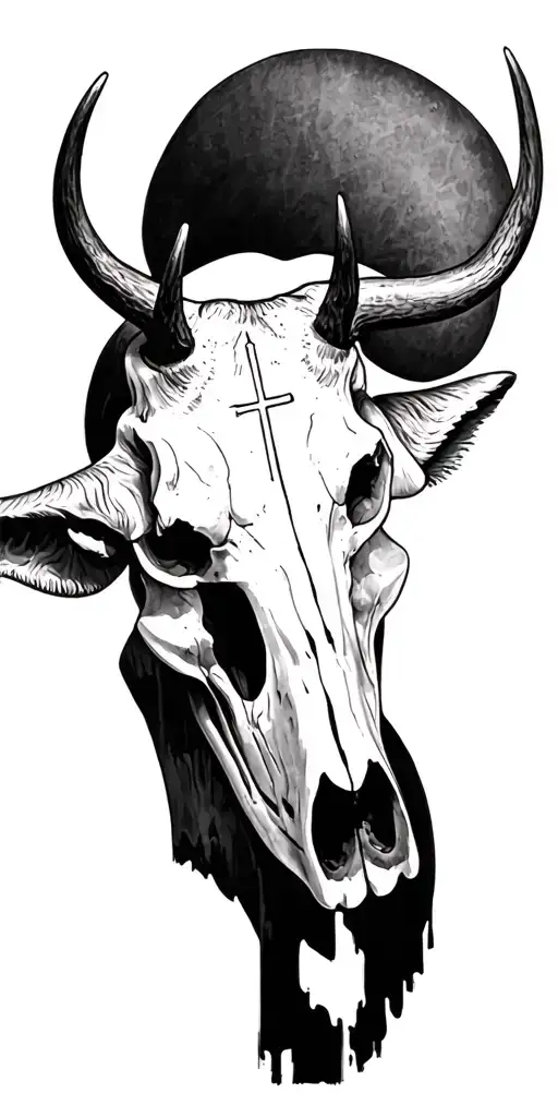 Bull And Deer Skull And Cross