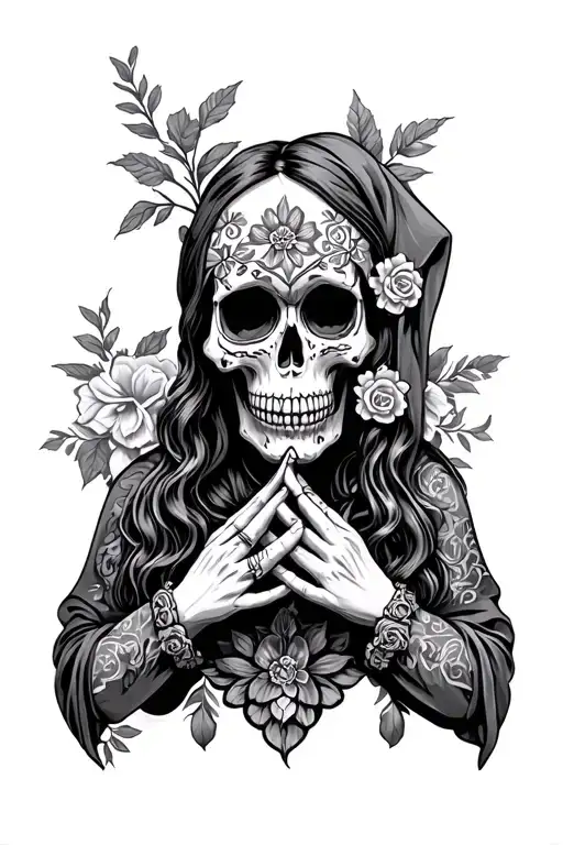 Santa Muerte With Skull