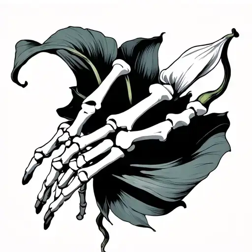 Skeleton Hand And Calla Lily